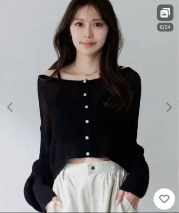 senee 크롭 시어 가디건 블랙