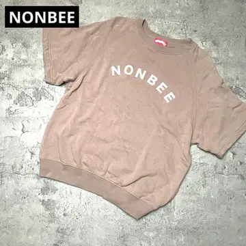 NONBEE! 반팔 맨투맨 로고 래글런 슬리브 브라운 베이지