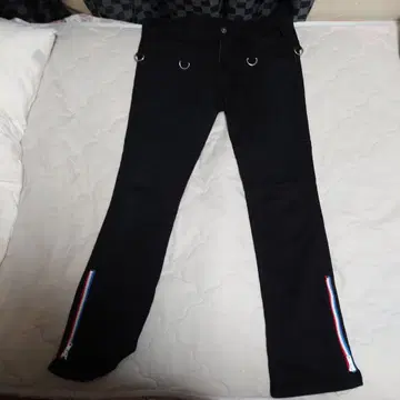 RALEIGH 트리콜로르 지퍼 스키니 팬츠 블랙