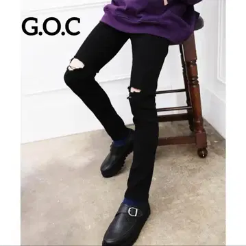 G.O.C 지오씨 블랙 데님 데미지 스키니 팬츠 남성용