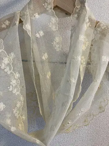 랄프 로렌 빈티지 레이스 스카프 탈부착 카라 튤 레이스