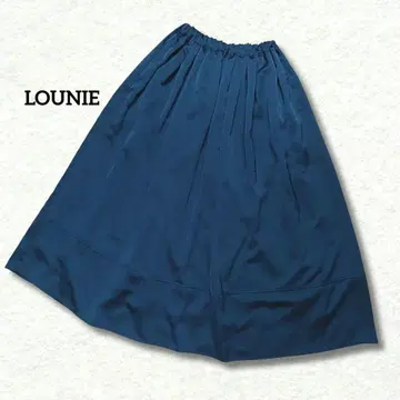 루니 LOUNIE 새틴 스커트 롱 플레어 스커트 블루