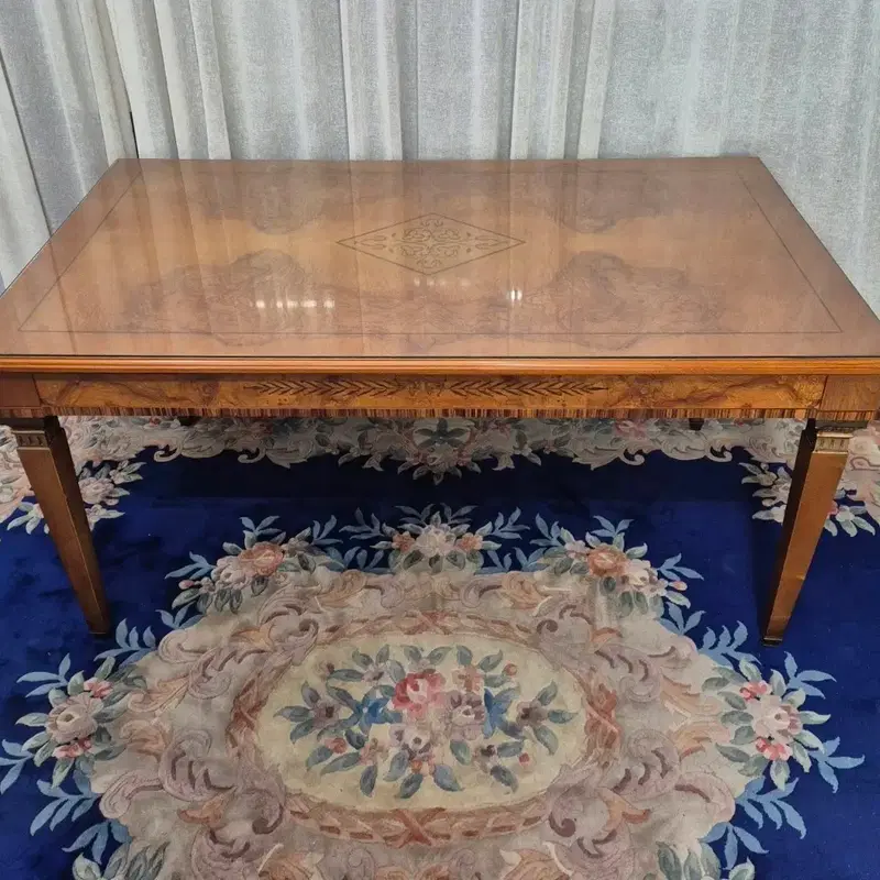 이태리엔틱 마케트리 (Marquetry)상감기법 호피문양 상판 식탁테이