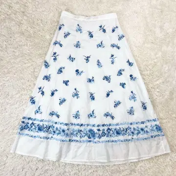 폴로 랄프로렌 꽃 자수 플레어 스커트 롱 꽃무늬 최근 모델