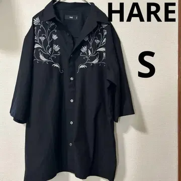 HARE 하레 레트로 플라워 시슈 셔츠 블랙