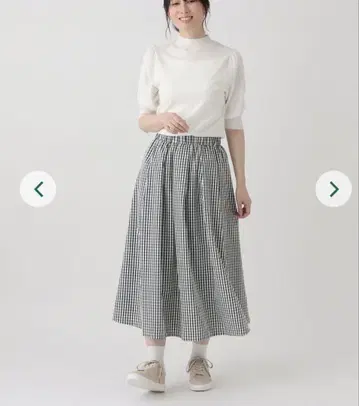 애프터눈 티 여성용 체크 무늬 롱 스커트 택 포함