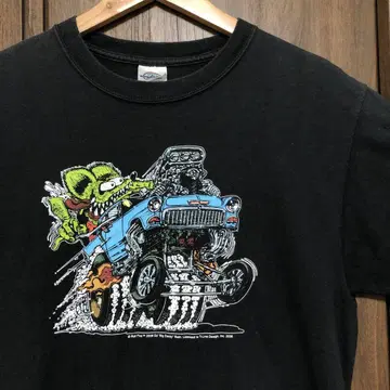 00s Rat Fink 티셔츠 M 블랙 핫로드 커스텀 컬처