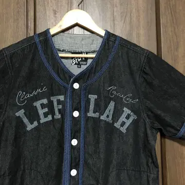 LEFLAH 데님 베이스볼 셔츠 XL 블랙