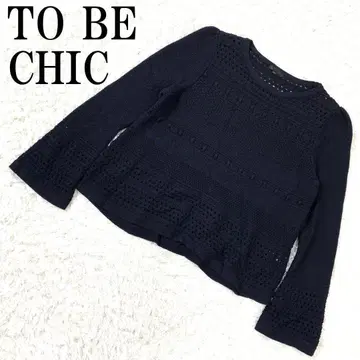 TO BE CHIC 시스루 니트 네이비 40 B8649