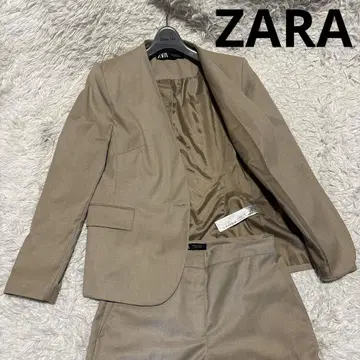 ZARA 스트레치 노카라 수트 베이지 비즈니스 정장 팬츠 수트 셋업