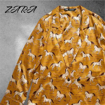 ZARA 자켓 더블 브레스트 말 패턴 호스 애니멀 무늬 animal