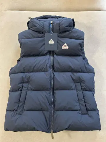 네이비 후드 부착 다운 베스트