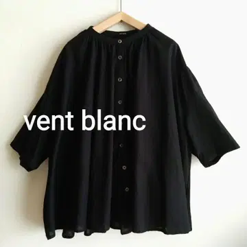 vent blanc 뱅 블랑 코튼 린넨 백 개더 블라우스 블랙