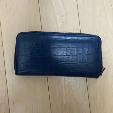 네이비 크로커다일풍 장지갑