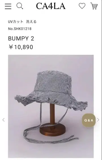 ca4la BUMPY 2 깅엄 체크 UV 차단 카시라