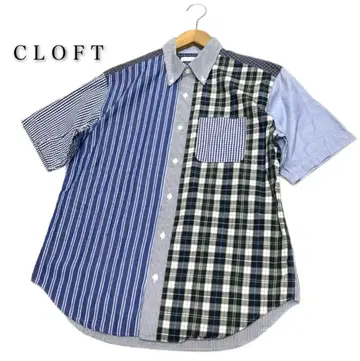 CLOFT 크로프트 (L) 체크 패치워크 무늬 반팔 버튼 다운 셔츠