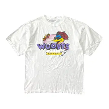 구제 의류 90S 와일드 우디즈 티셔츠 빈티지 기업 계열 레스토랑