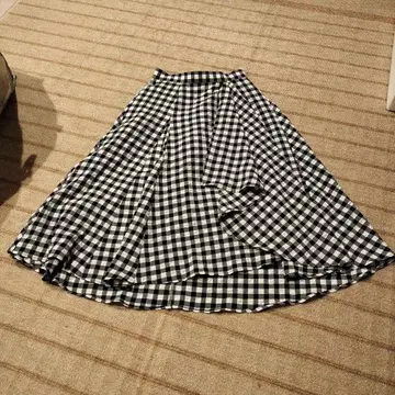 미사용 택 포함 플레어 스커트 깅엄 체크 무늬