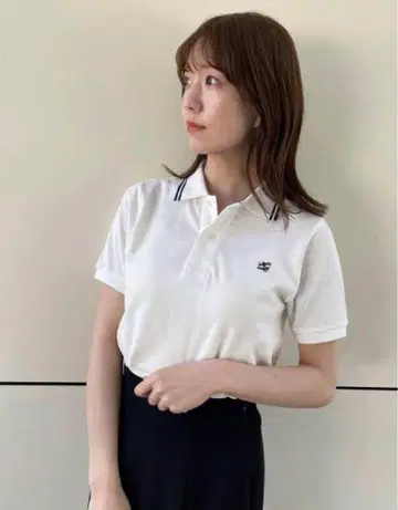 snidel 피케 셔츠 로고 화이트 스나이델