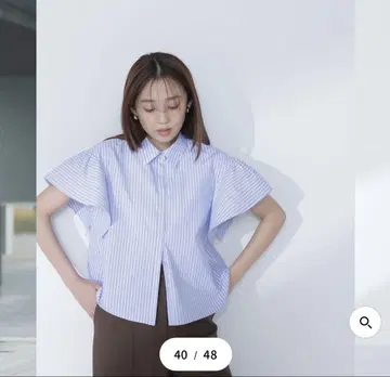 [ NATURAL BEAUTY BASIC ] 스티치 프릴 슬리브 셔츠