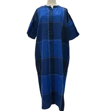 blue willow 블루 윌로우 린넨 혼방 체크 원피스 새상품급