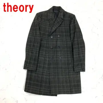 A4831 띠어리 체스터 코트 롱 울 체크 올리브 M