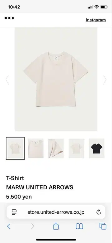 MARW UNITED ARROWS 아이보리 티셔츠