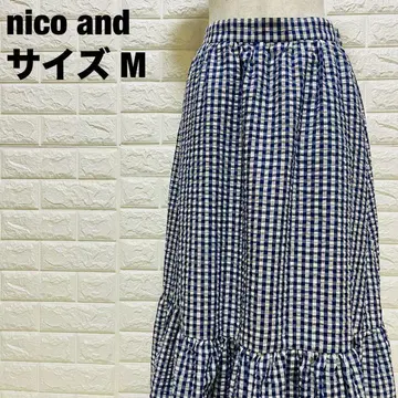 nico and 깅엄 체크 올 패턴 프릴 롱 기장 플레어 스커트 [3]