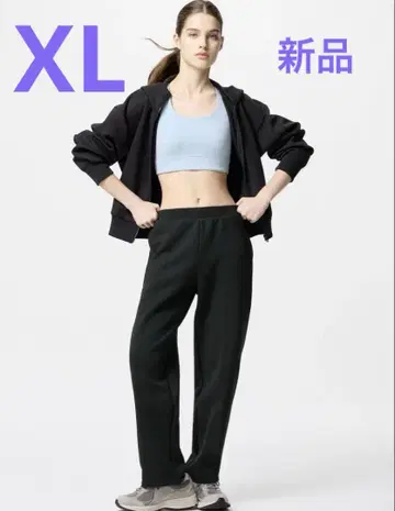 유니클로 드라이 스웨트 팬츠 블랙 검정 길이 표시 사이즈 XL