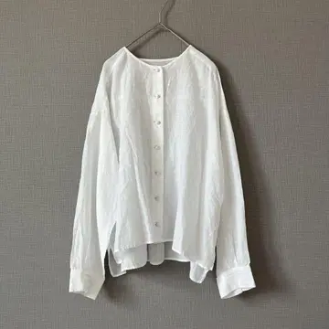 yuni 유니 린넨 프론트 오픈 블라우스 싸개 버튼