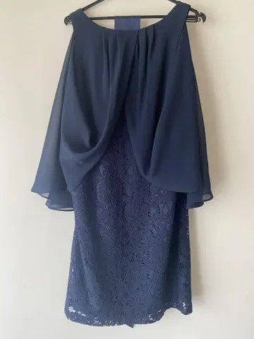 네이비 레이스 쉬폰 드레스
