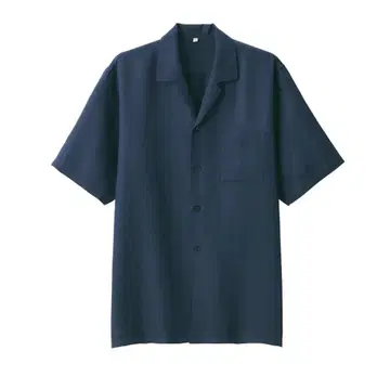 MUJI Labo 린넨 실크 오픈 카라 반팔 셔츠 M 사이즈