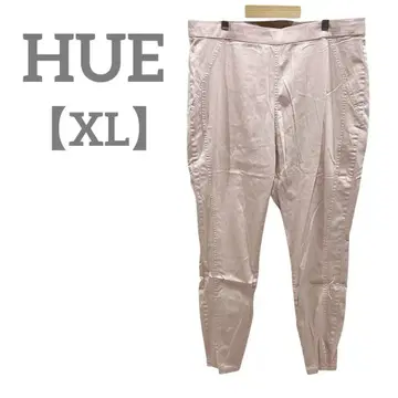 HUE [XL] 슬림 핏 팬츠 핑크 무지 슬릿 심플 봄/여름