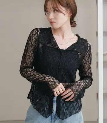 Kastane 카라 레이스 풀오버 블랙 M