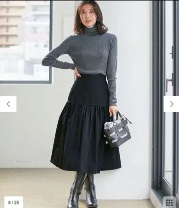 23구 택 포함 새상품 메모리 타프타 티어드 스커트