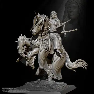 85mm 1/32 유니콘에 걸터앉은 여자 전사 레진 피규어 H172