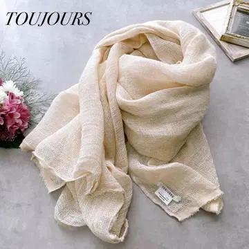 새상품급 TOUJOURS 투쥬 대형 스톨 린넨 100% 일본제