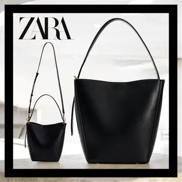 ZARA 2025 봄/여름 블랙 숄더 버킷백 이너 파우치 포함
