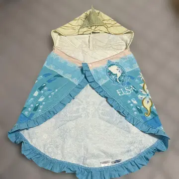 디즈니 엘사 프릴 타월 후드 부착 타월 판초