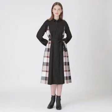 택 포함 새상품 39600엔 셔츠 드레스 원피스 체크 무늬