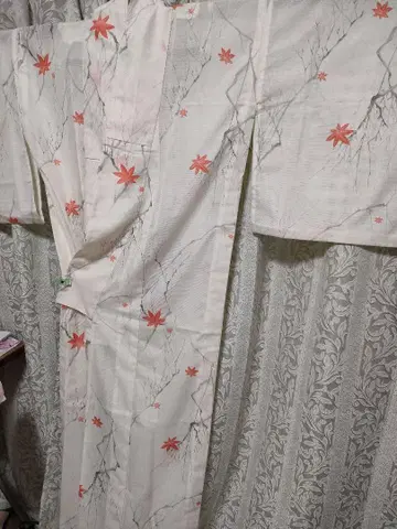 R622 여름 아이템 명주 코몬 가지 단풍 무늬 워셔블 기모노