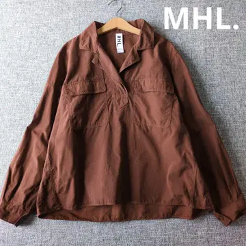 MHL 최근 모델 풀오버 오픈 카라 셔츠 일본제 넉넉한 핏