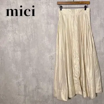 mici 미치 턱 볼륨 스커트 라메풍 사이드 지퍼 ROSE BUD