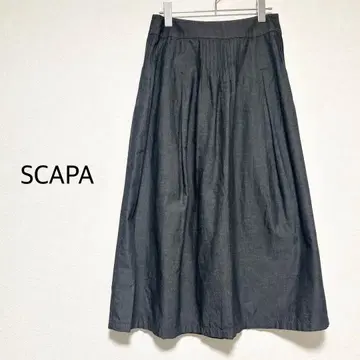 SCAPA 스카파 데님 플레어 롱 스커트 A 라인 38 블랙 계열