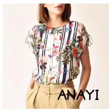 새상품급 ANAYI 아나이 꽃무늬 스트라이프 보타니컬 풀오버 상의 M