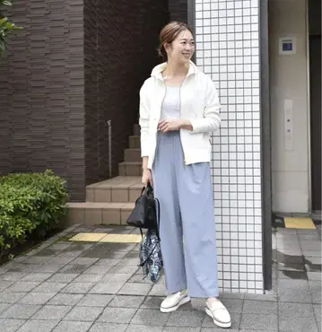 탄력 있는 턱 와이드 팬츠