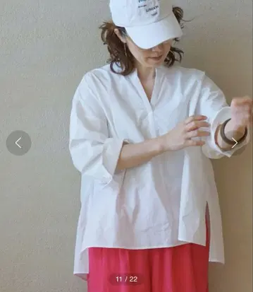 덤프 와셔 키 넥 블라우스