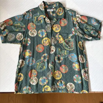 SUN SURF 류 그린 M 알로하 셔츠 M32681