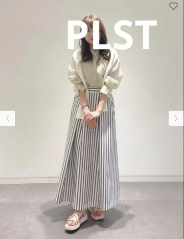 PLST 플라스테 스트라이프 턱 볼륨 스커트 S