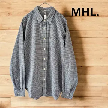 MHL. 깅엄 체크 셔츠 M 가슴 포켓 긴팔